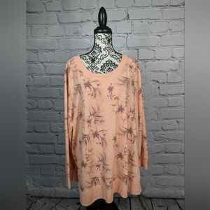 Jockey women's long sleeve floral popover sweater shirt stretch knit sz 3x BBIN